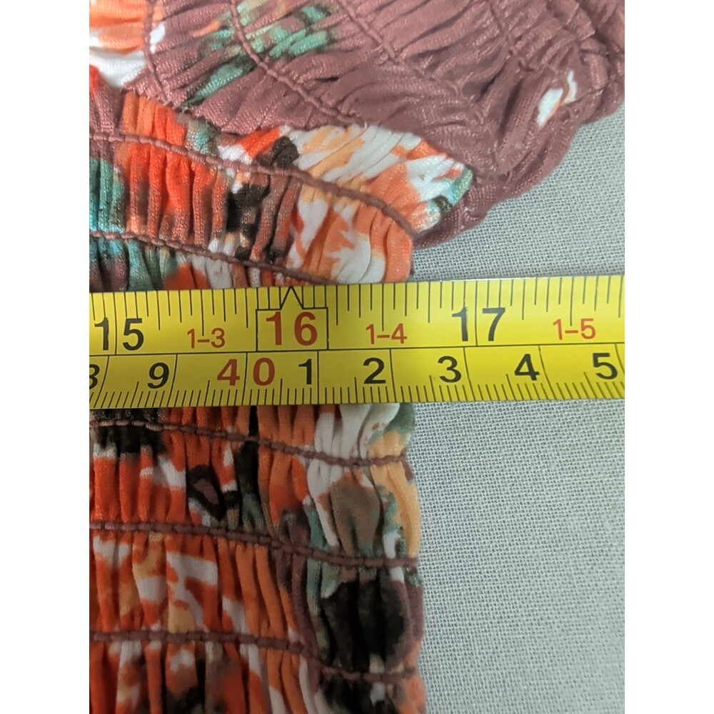 Boho NWT A-Line Dress Womens Medium Rose Floral Square Neck Smocked Butter Soft - Picture 8 of 10